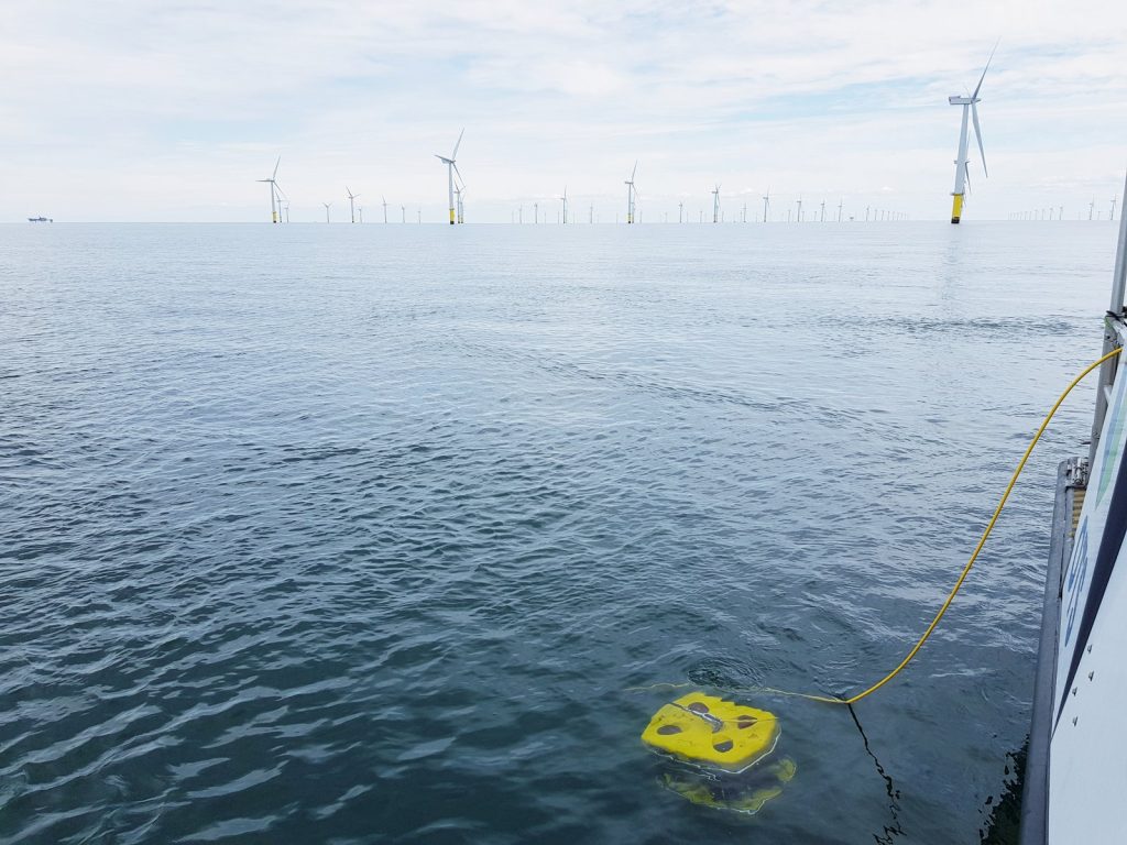 V8 M500 ROV on the surface during an offshore wind farm inspection